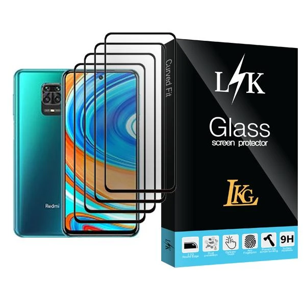 محافظ صفحه نمایش ال کا جی مدل LK Glass MIX004 مناسب برای گوشی موبایل شیائومی Redmi Note 9 Pro Max بسته چهار عددی