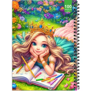 دفتر نقاشی 100 برگ بله طرح فانتزی دختر نقاش کد A4-N74