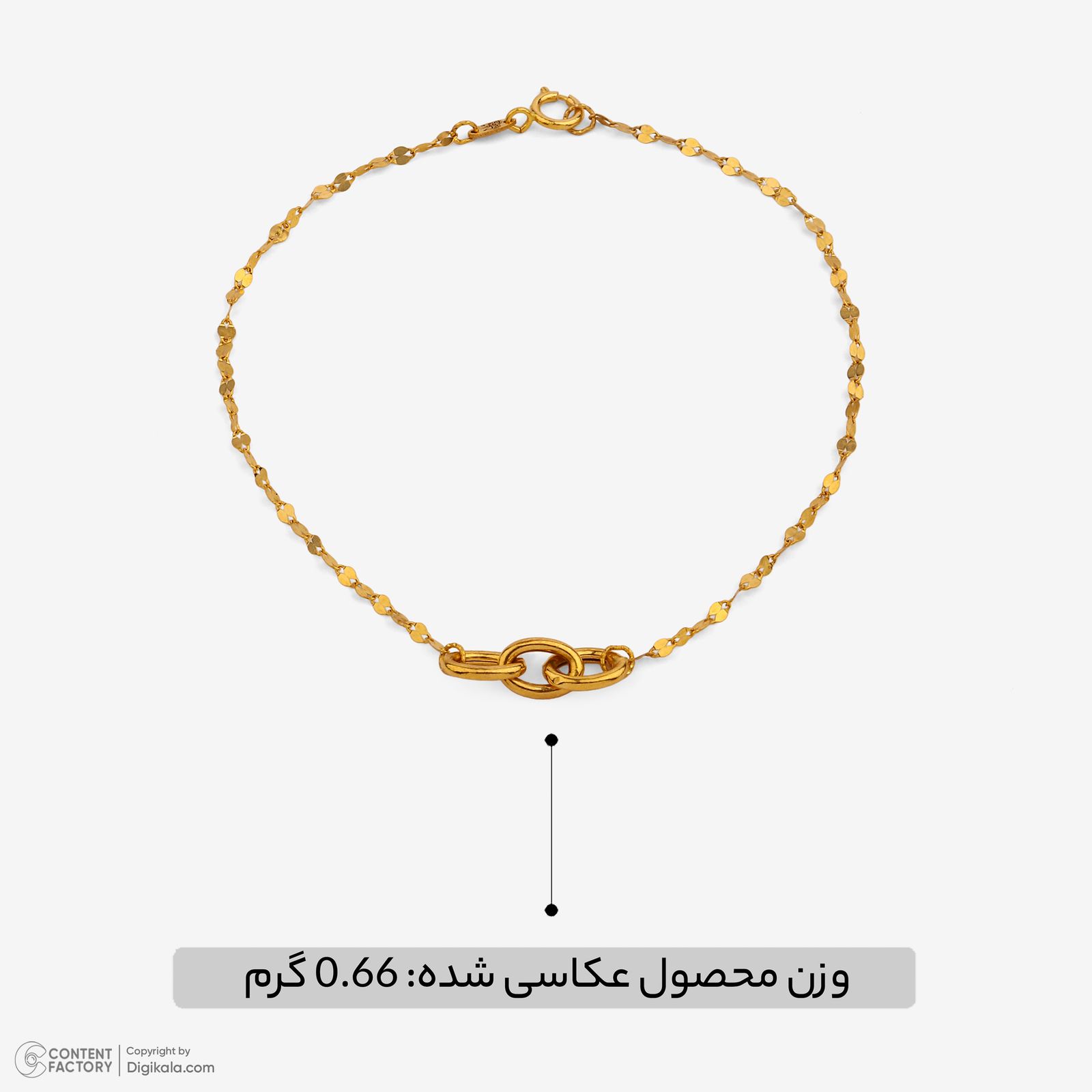 دستبند زنجیری طلا کم اجرت 18 عیار زنانه نگین مدل 117 -  - 2
