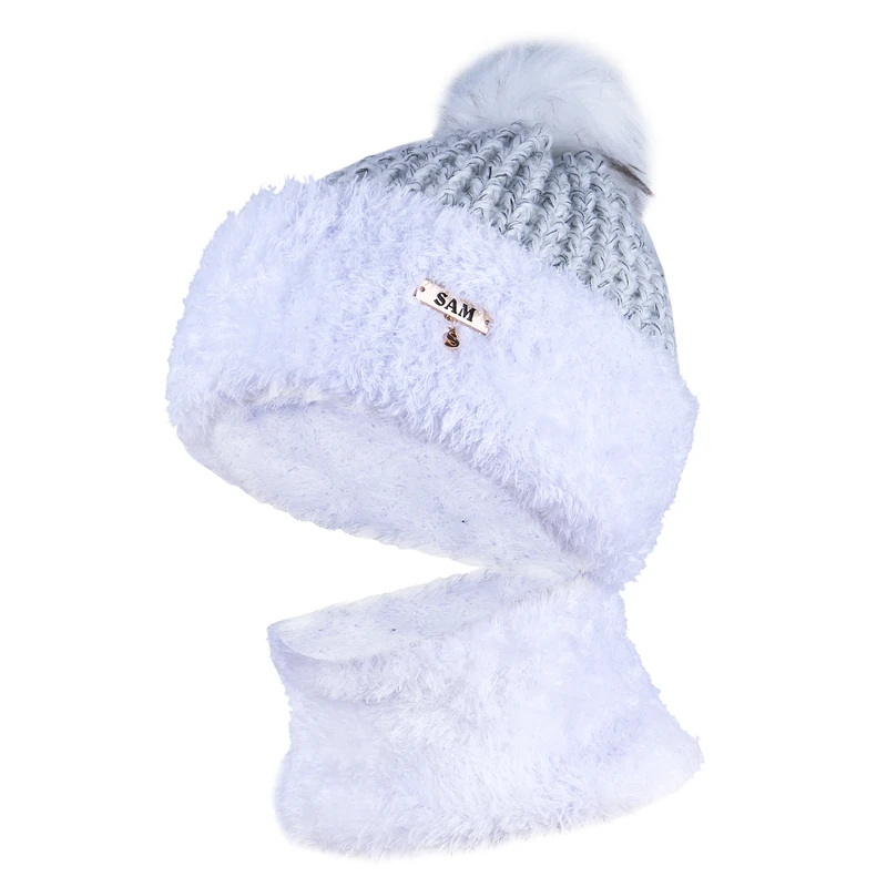 ست کلاه و شال گردن مدل رینگی داخل خز تک پوم کد 514