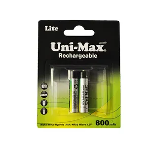 باتری نیم قلمی قابل شارژ یونیمکس مدل UB-NH-AAA800BP2 بسته دو عدد