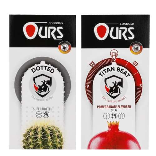 کاندوم تاخیری اورز مدل TITAN BEAT بسته 12 عددی به همراه کاندوم خاردار اورز مدل DOTTED بسته 12 عددی
