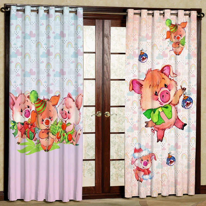 پرده مدل کارتونی مخمل پانچی کد 1181L سایز 140x280 سانتی متر