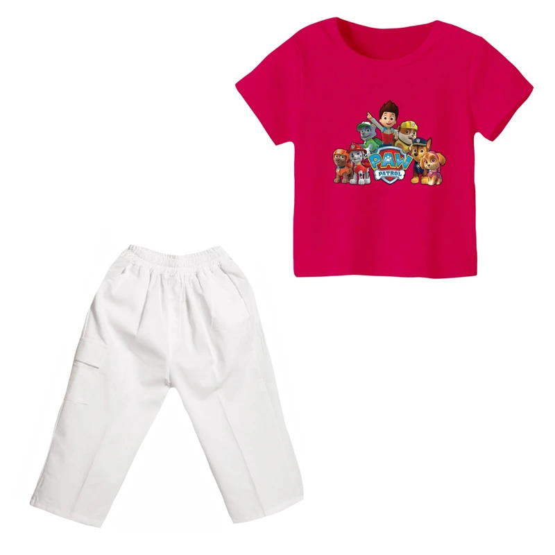 ست تی شرت و شلوارک دخترانه مدل سگ نگهبان کد ۸