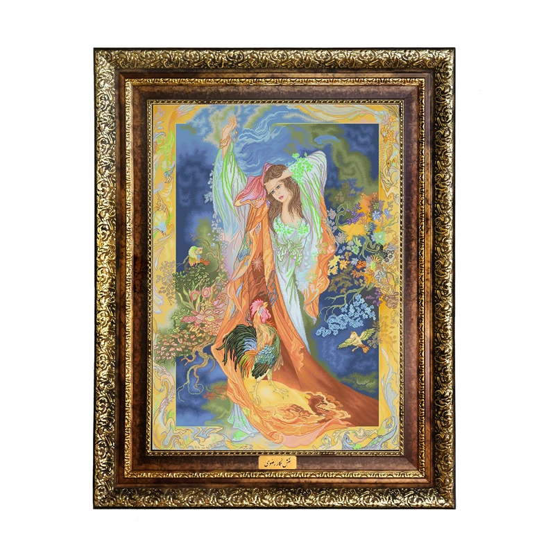 تابلو فرش ماشینی نقش نگار رضوی طرح مینیاتور کد 1482KH