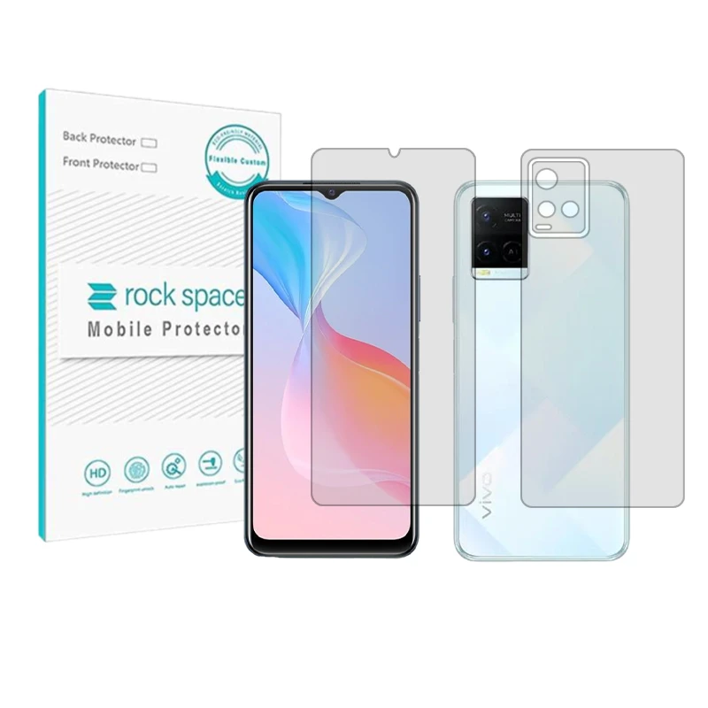 محافظ صفحه نمایش شفاف راک اسپیس مدل HyGEL مناسب برای گوشی موبایل ویوو Y21 به همراه محافظ پشت گوشی