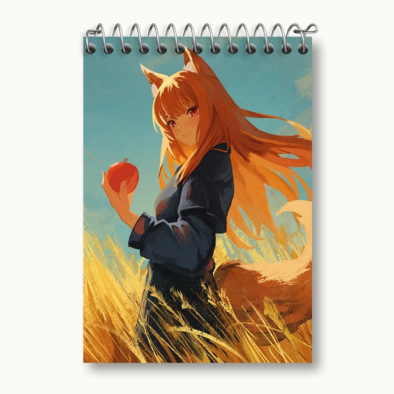 دفتر یادداشت 50 برگ خندالو مدل هولو انیمه ادویه و گرگ کد 36100