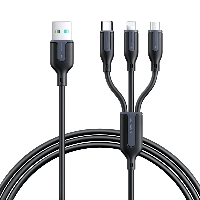 کابل تبدیل USB به لایتنینگ/USB-C/microUSB جوی روم مدل A15 3.5A طول 1.2 متر