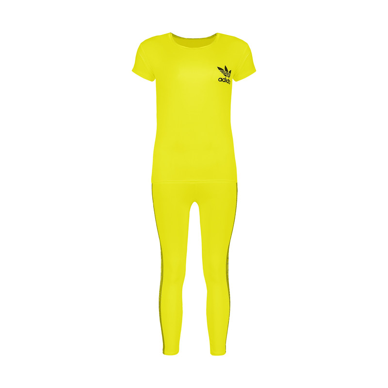ست تی شرت و شلوار ورزشی زنانه مدل ADID رنگ زرد 