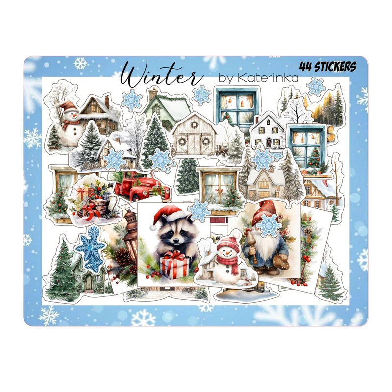 برچسب کاترینکا طرح برش خورده بولت ژورنال و اسکرپ بوک مدل Winter بسته 44 عددی