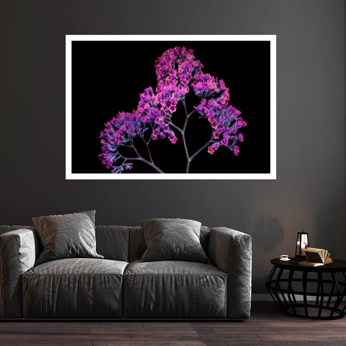 تابلو بکلیت طرح طبیعت و گل نئونی مدل قاب شاسی W-s8668