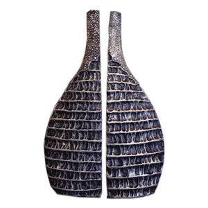 گلدان تزئینی مدل پتینه طرح نما سنگ مجموعه دو عددی