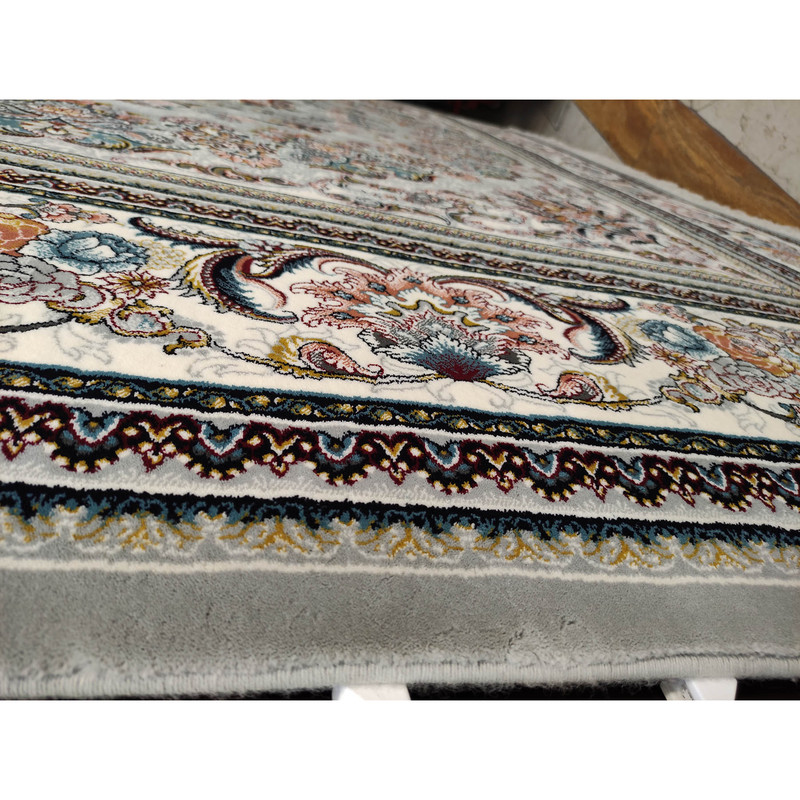 فرش ماشینی فرش مشهد مدل ستاره زمینه طوسی