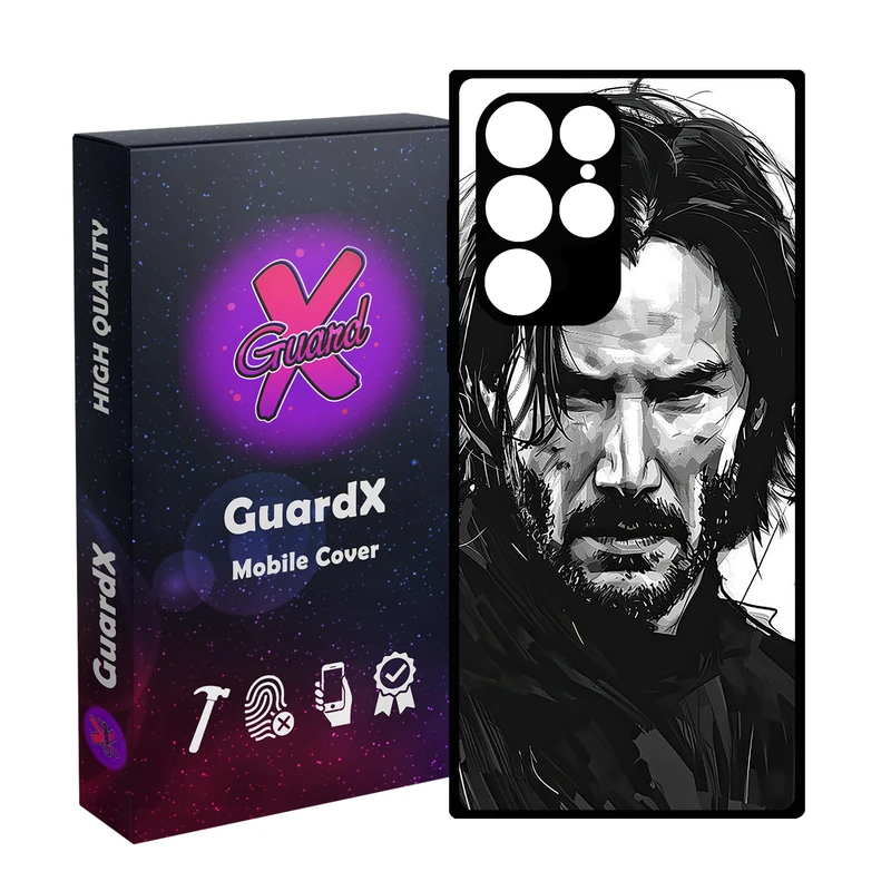 کاور گارد ایکس طرح جان ویک مدل Glass10754 مناسب برای گوشی موبایل سامسونگ Galaxy S22 Ultra