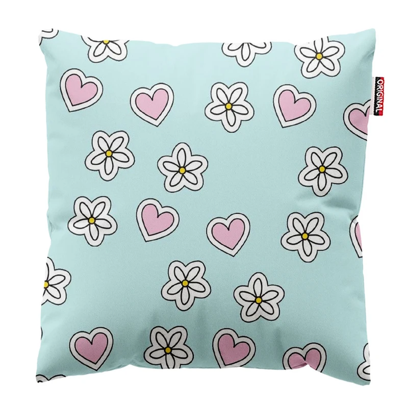 کوسن پاد آفرین طرح گل و قلب کد 3927 سایز 30*30 سانتی متر