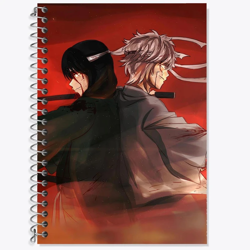 دفتر زبان 50 برگ خندالو مدل دو خط طرح گینتوکی و شینسوکه انیمه گینتاما کد 12932