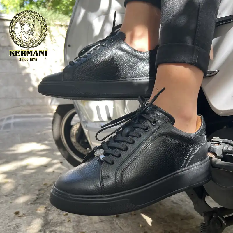 کفش روزمره زنانه کرمانی مدل چرم فلوتر دستدوز طبیعی کد 42010z رنگ مشکی