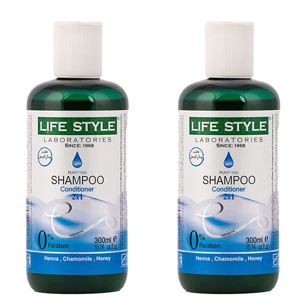 شامپو و نرم کننده مو لایف استایل مدل 2in1 مناسب برای انواع مو حجم 300 میلی لیتر مجموعه دو عددی