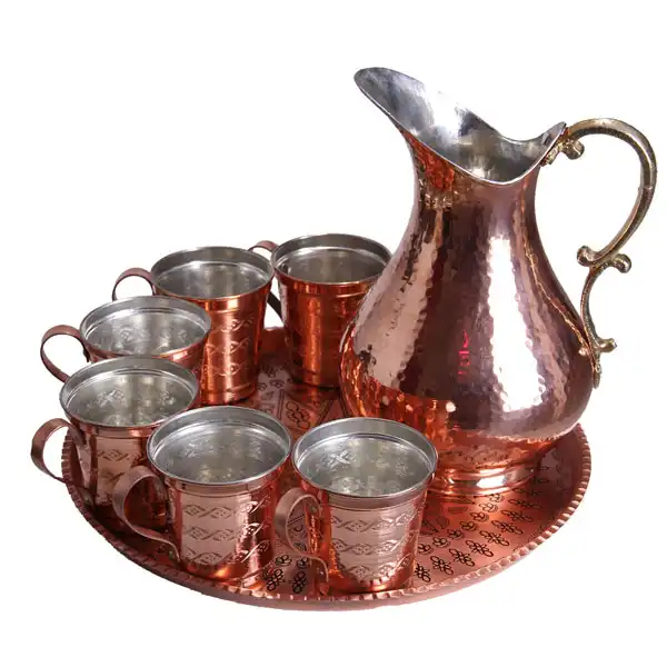 ست 8 تکه پارچ و لیوان مسی کد ZH110