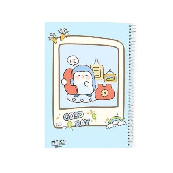 دفتر مشق 60 برگ پیتیکو مدل حاشیه دار طرح پنگوئن منشی