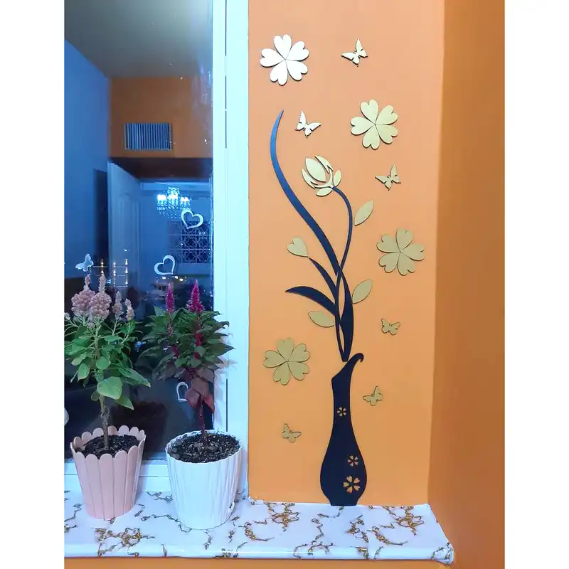 استیکر طرح گل و گلدان مدل 2022