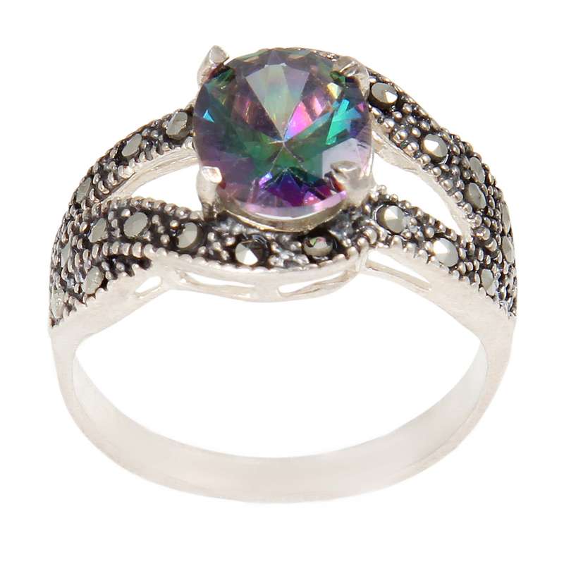 انگشتر نقره زنانه بازرگانی میلادی مدل سنگ الکساندریت کد AW_508