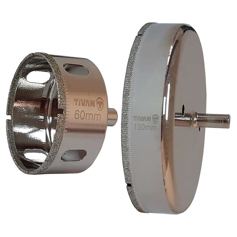 مته گردبر شیشه تیوان مدل AT - 60130 سایز 60 و 130 میلی متر مجموعه دو عددی