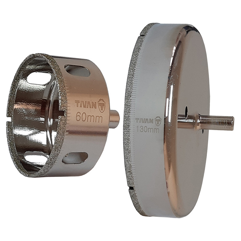 مته گردبر شیشه تیوان مدل HT -0060130 سایز 60 و 130 میلی متر مجموعه دو عددی