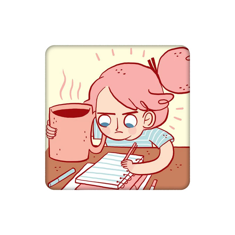 زیرلیوانی طرح دختر درسخون و چای کد 4837779