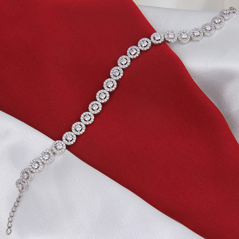 دستبند نقره زنانه مدل آبکاری رادیوم کد DP_599