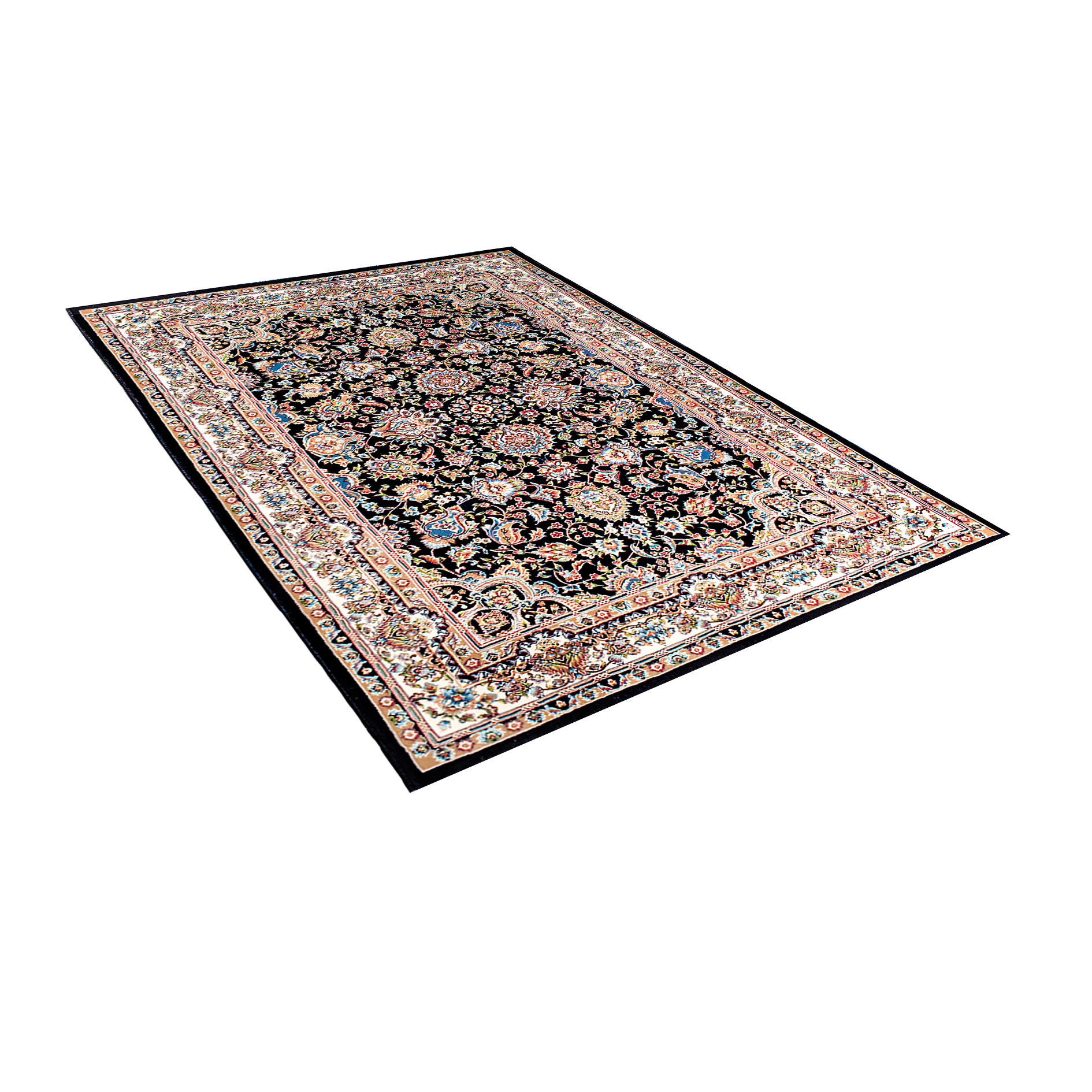 فرش ماشینی زانیس مدل سنتی طرح تبریز زمینه سرمه ای