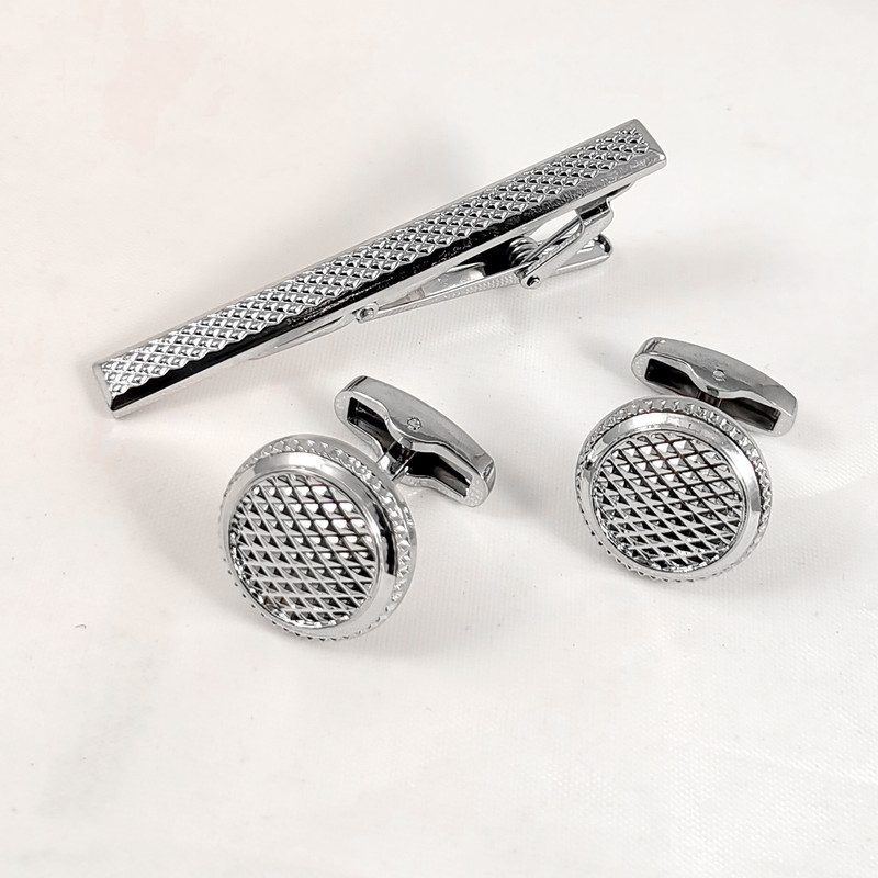 ست دکمه سردست و گیره کراوات مردانه مدل 514