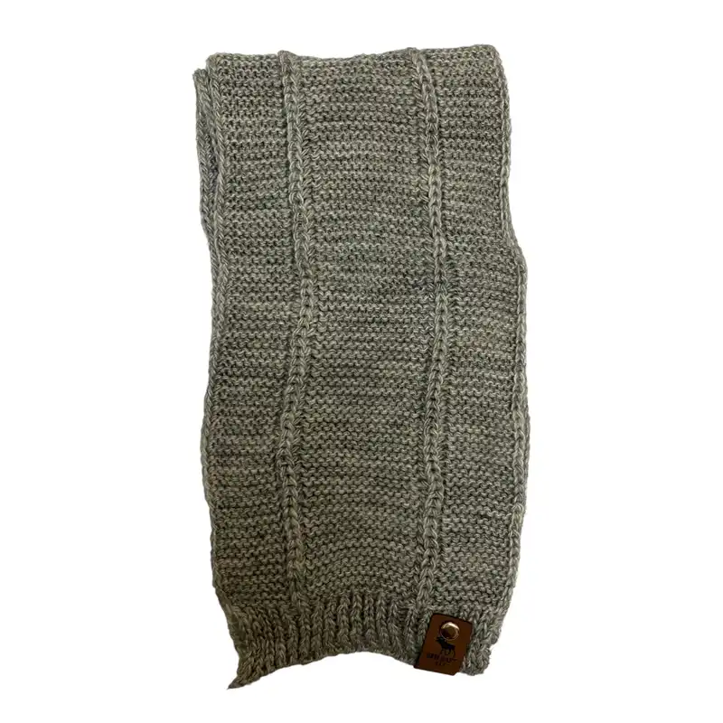 ست کلاه و شال گردن بافتنی بچگانه مدل داخل خز رنگ طوسی