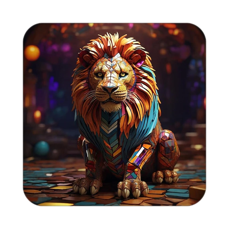 زیر لیوانی کاکتی طرح شیر مدل mp23342