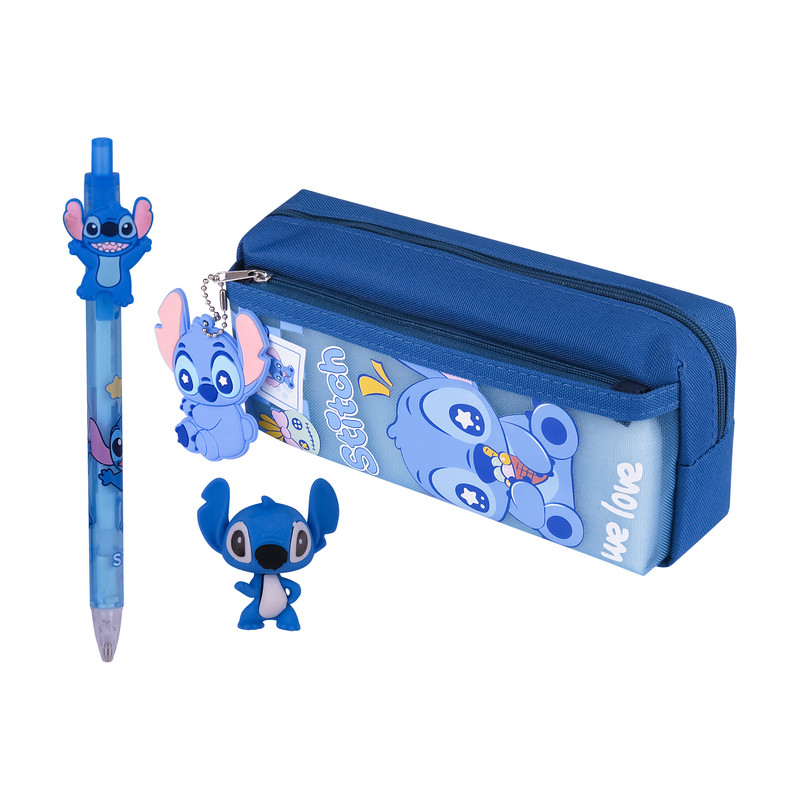 جامدادی مدل TW طرح استیچ کد 0217 به همراه مداد نوکی و پاک کن