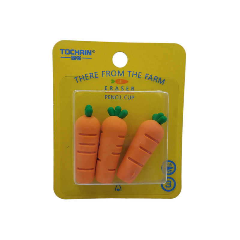 پاک کن مدل سرمدادی طرح هویج مجموعه 3 عددی