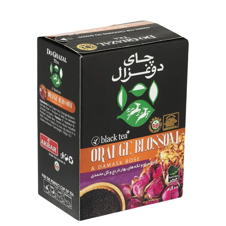 چای سیاه کیسه ای تکه های بهار نارنج و گل محمدی دوغزال - 100 گرم