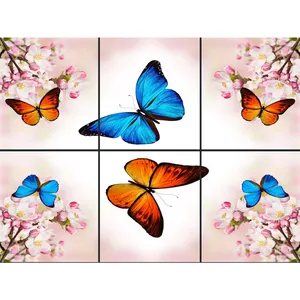 تایل سقفی آسمان مجازی طرح پروانه های رنگی کد 015 سایز 60x60 سانتی متر مجموعه 6 عددی