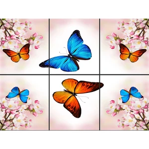 تایل سقفی آسمان مجازی طرح پروانه های رنگی کد 0160 سایز 60x60 سانتی متر مجموعه 6 عددی