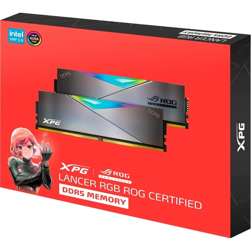 رم دسکتاپ DDR5 دو کاناله 6600 مگاهرتز CL32 ای دیتا ایکس پی جی مدل Lancer RGB ROG Certified ظرفیت 32 گیگابایت