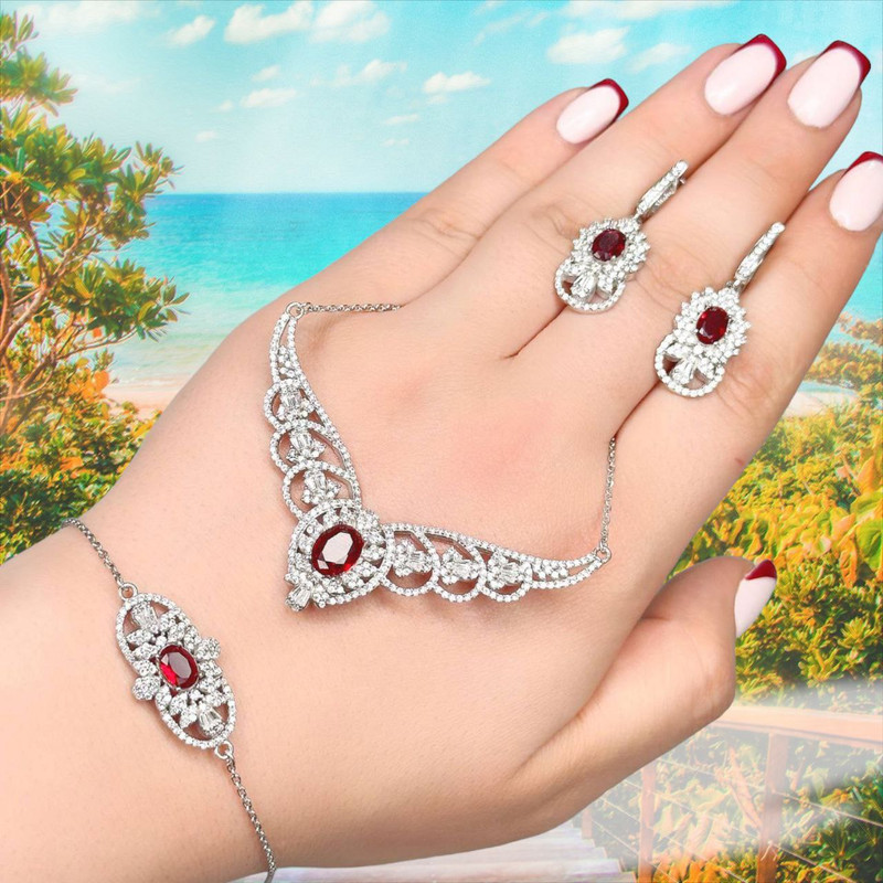 نیم ست نقره زنانه مدل یاقوت کد NSH-RZZDEH-090 نیم ست نقره زنانه مدل یاقوت کد NSH-RZZDEH-090