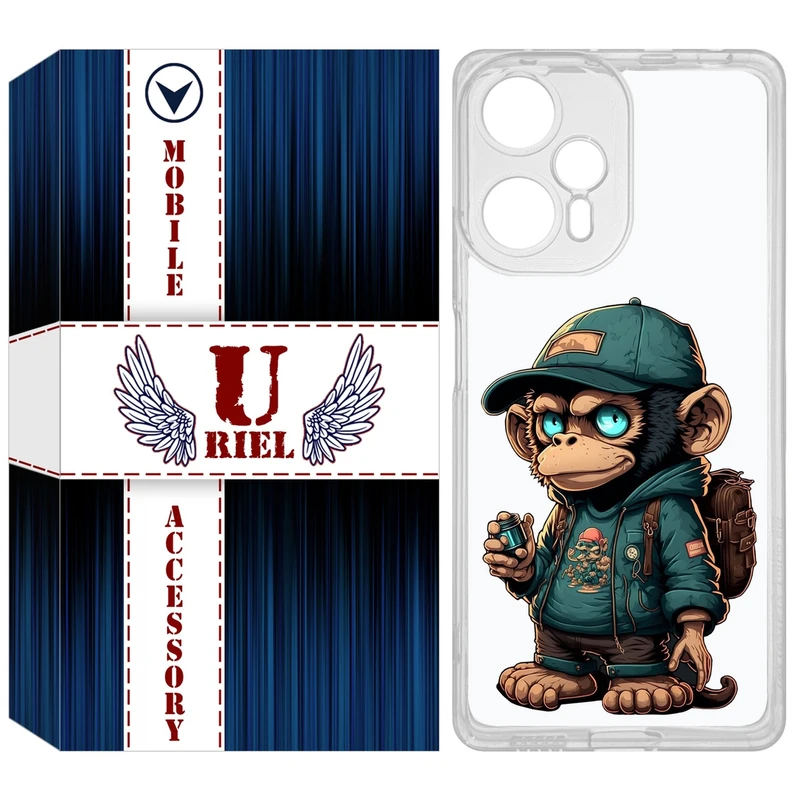 کاور یوریل مدل Clear کد 36 طرح میمون مناسب برای گوشی موبایل شیائومی Poco F5