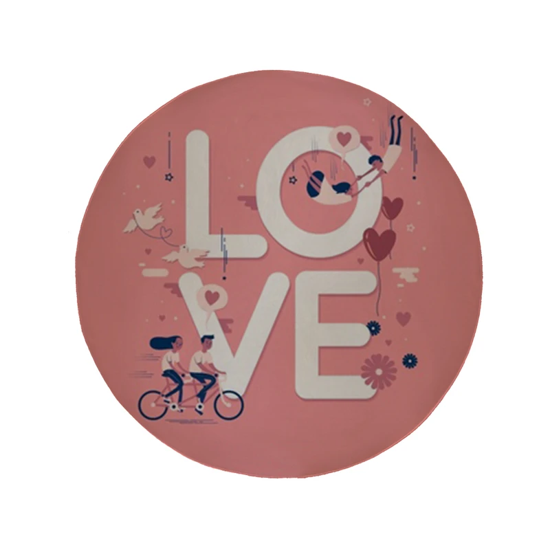    پادری مدل دایره طرح Love کد 8188 سایز 90 × 90 سانتی متر