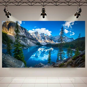پوستر پارچه ای طبیعت مدل کوه و دریاچه کد ARY31