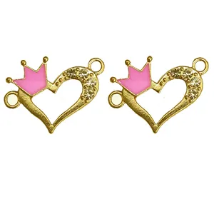 آویز دستبند مدل قلب تاج دار AD 344  بسته دو عددی