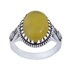 انگشتر نقره مردانه مدل عقیق شرف الشمس رکاب سیلندری کد AM_077