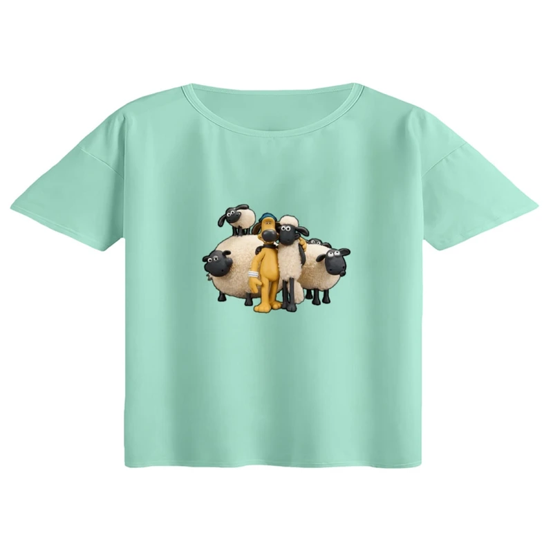 کراپ تی‌شرت آستین کوتاه زنانه مدل بره های ناقلا