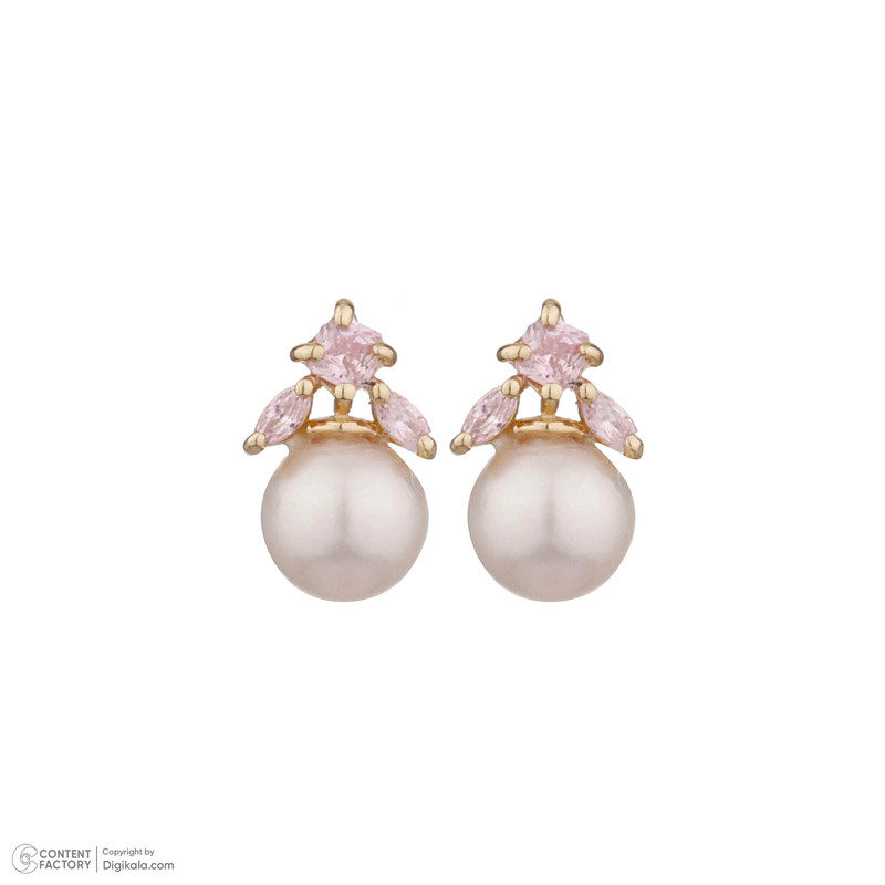 گوشواره طلا 18 عیار زنانه گالری شیدا مجد مدل بالیو رز کوارتز