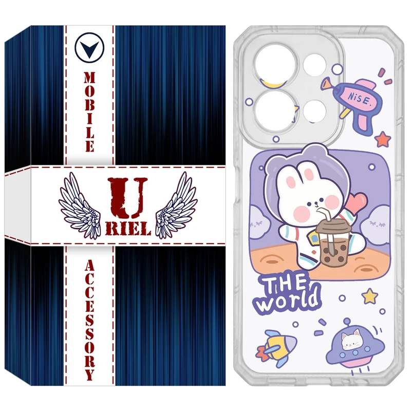 کاور یوریل مدل Clear کد 8 طرح خرگوش فضانورد مناسب برای گوشی موبایل شیائومی Redmi 15C 4G