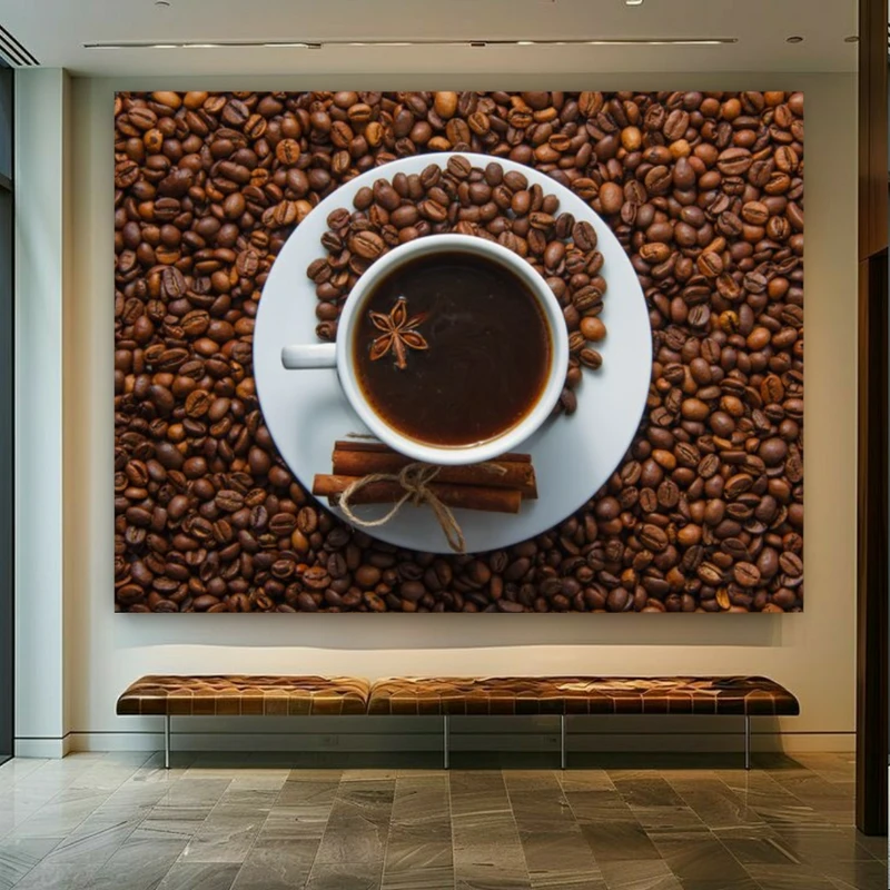 پوستر طرح مخمل فنجان قهوه مدل دارچین و بادیان کد BK22894